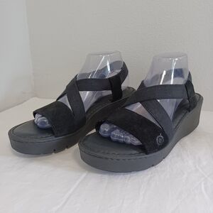 Born Womens Park Slingback Sandals Black Comfort Logo Mid Heel size 10m